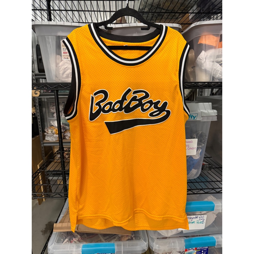 Bad Boy Records Notorious BIG Smalls 72 Basketball Jersey Yellow Mens Large NWOT